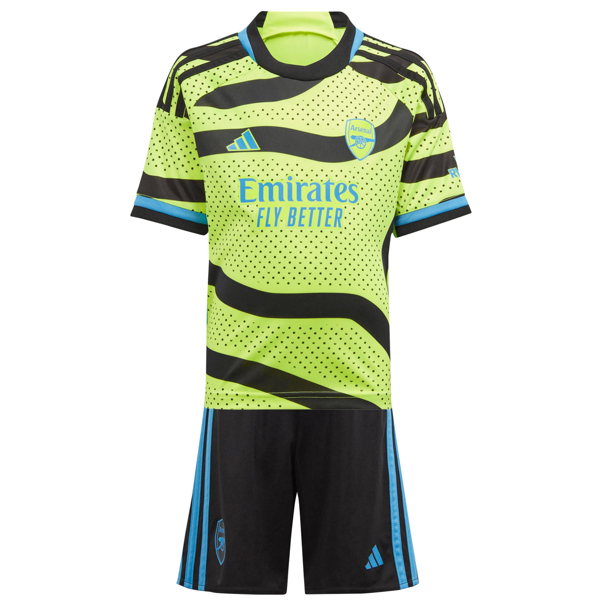 Arsenal adidas Away Minikit 2023-24 with Trossard 19 printing - Kit Captain