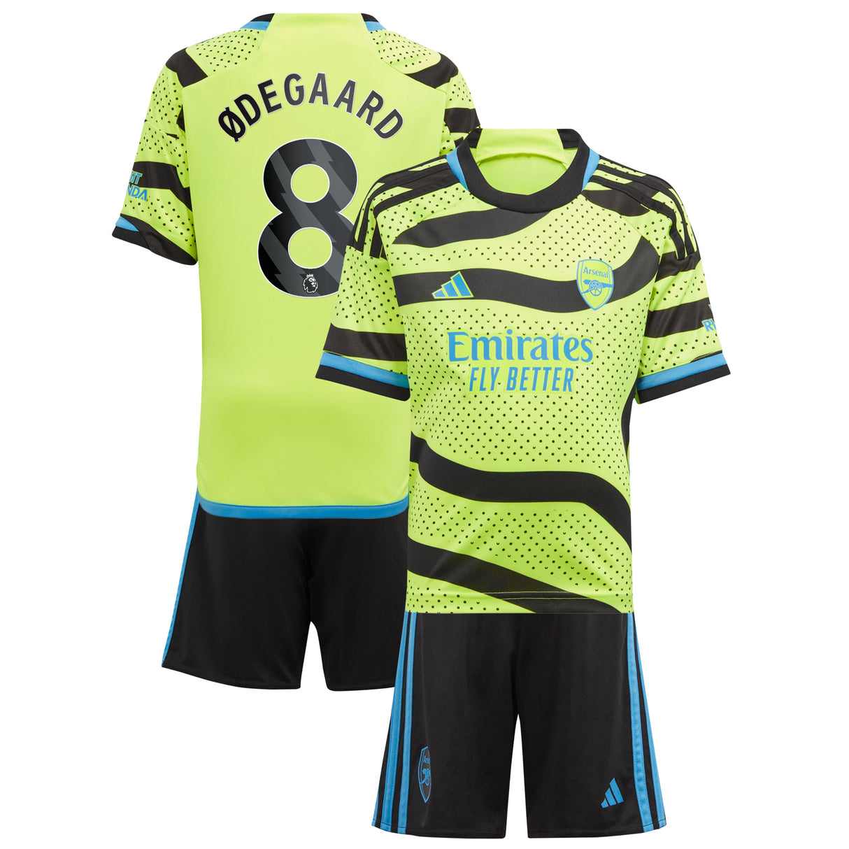 Arsenal adidas Away Minikit 2023-24 with í˜degaard 8 printing - Kit Captain