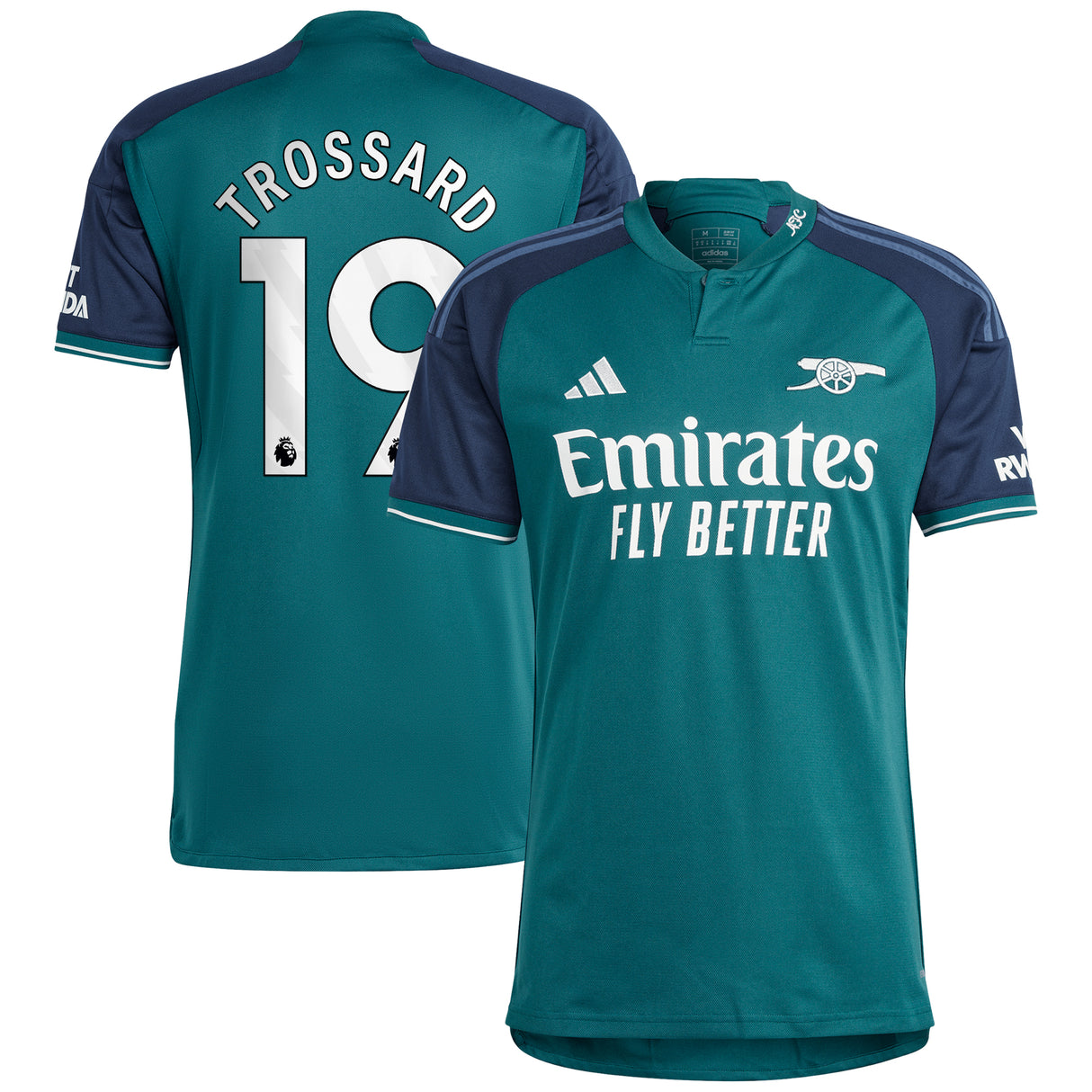 Arsenal adidas Third Shirt 2023-24 with Trossard 19 printing - Kit Captain