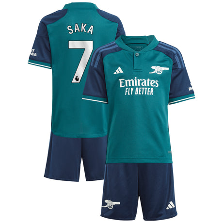 Arsenal adidas Third Minikit 2023-24 with Saka 7 printing - Kit Captain