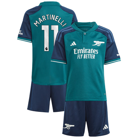 Arsenal adidas Third Minikit 2023-24 with Martinelli 11 printing - Kit Captain