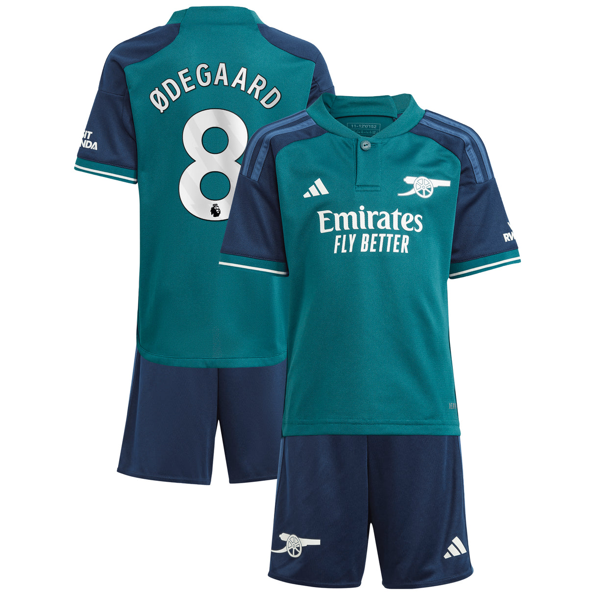 Arsenal adidas Third Minikit 2023-24 with í˜degaard 8 printing - Kit Captain