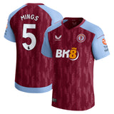 Aston Villa Castore Home Pro Shirt 2023-24 with Mings 5 printing - Kit Captain