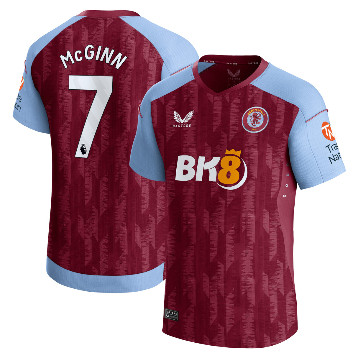 Aston Villa Castore Home Pro Shirt 2023-24 with McGinn 7 printing - Kit Captain