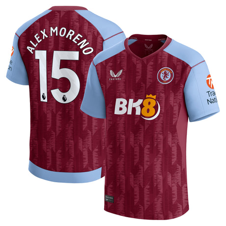 Aston Villa Castore Home Shirt 2023-24 with Alex Moreno 15 printing - Kit Captain