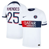 Paris Saint-Germain Nike Away Dri Fit Adv Match Shirt 2023-24 with N.Mendes 25 printing - Kit Captain