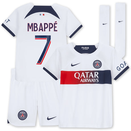 Paris Saint-Germain Nike Away Stadium Kit 2023-24 - Little Kids with Mbappé 7 printing - Kit Captain