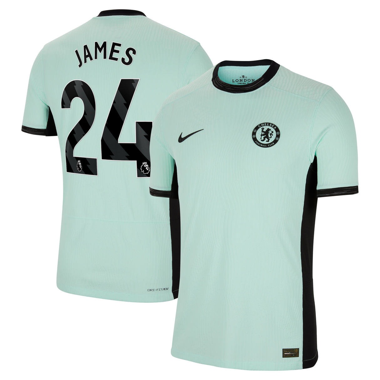 Chelsea Third Vapor Match Shirt 2023-24 with James 24 printing - Kit Captain