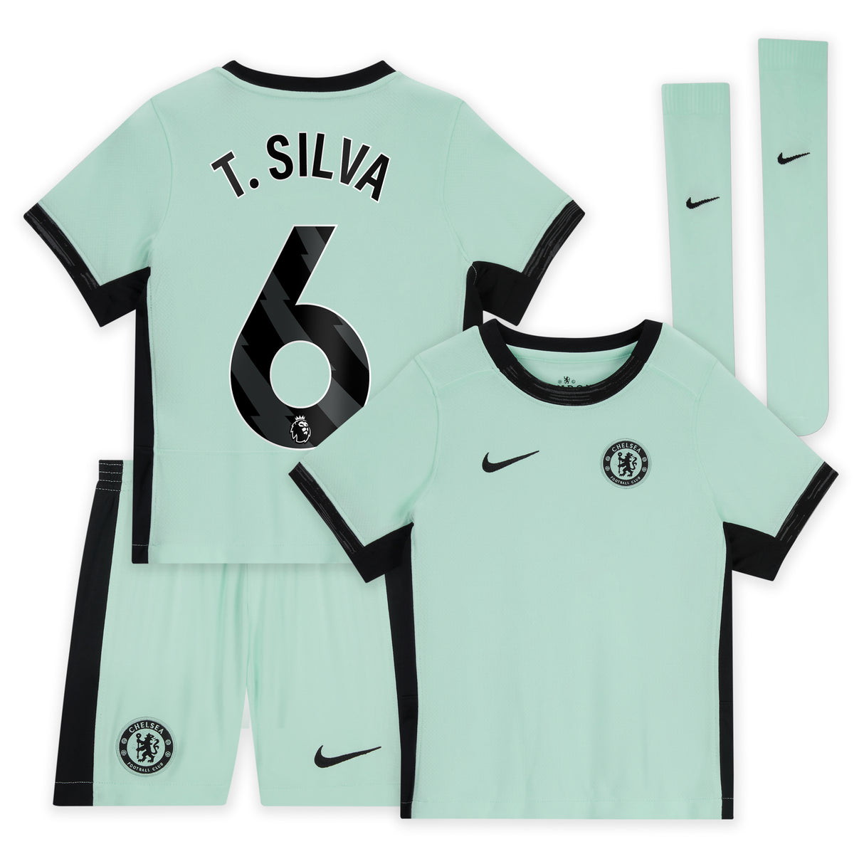 Chelsea Third Stadium Kit 2023-24 - Little Kids with T. Silva 6 printing - Kit Captain