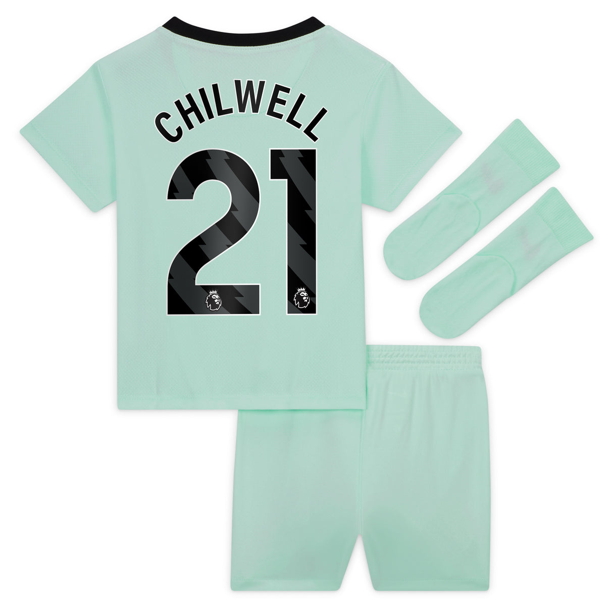 Chelsea Third Stadium Kit 2023-24 - Infants with Chilwell 21 printing - Kit Captain