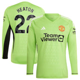 Manchester United EPL adidas Home Goalkeeper Shirt 2023-24 - Long Sleeve with Heaton 22 printing - Kit Captain