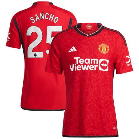 Manchester United EPL adidas Home Authentic Shirt 2023-24 with Sancho 25 printing - Kit Captain