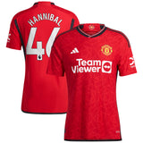 Manchester United EPL adidas Home Authentic Shirt 2023-24 with Hannibal 46 printing - Kit Captain