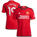 Manchester United EPL adidas Home Authentic Shirt 2023-24 with R. Varane 19 printing - Kit Captain