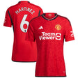 Manchester United EPL adidas Home Authentic Shirt 2023-24 with Martinez 6 printing - Kit Captain