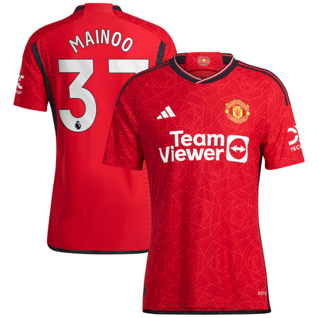 Manchester United EPL adidas Home Authentic Shirt 2023-24 with Mainoo 37 printing - Kit Captain