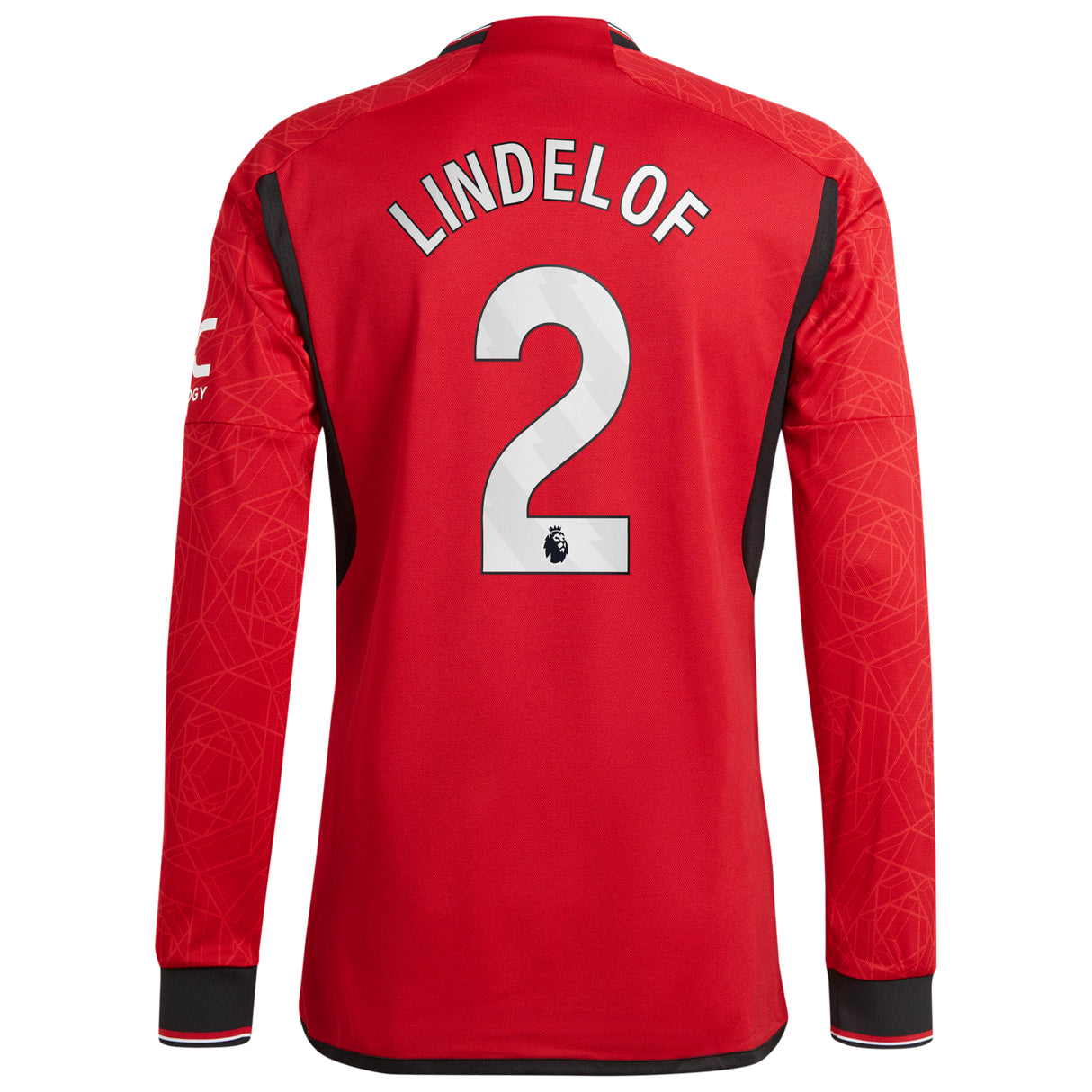 Manchester United EPL adidas Home Authentic Shirt 2023-24 - Long Sleeve with Lindelof 2 printing - Kit Captain