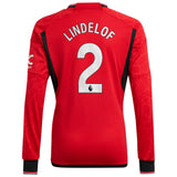 Manchester United EPL adidas Home Shirt 2023-24 - Long Sleeve with Lindelof 2 printing - Kit Captain