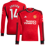 Manchester United EPL adidas Home Shirt 2023-24 - Long Sleeve with Eriksen 14 printing - Kit Captain