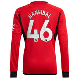 Manchester United EPL adidas Home Shirt 2023-24 - Long Sleeve with Hannibal 46 printing - Kit Captain