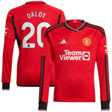 Manchester United EPL adidas Home Shirt 2023-24 - Long Sleeve with Dalot 20 printing - Kit Captain