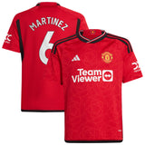 Manchester United EPL adidas Home Shirt 2023-24 - Kids with Martinez 6 printing - Kit Captain