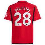 Manchester United EPL adidas Home Shirt 2023-24 - Kids with Pellistri 28 printing - Kit Captain