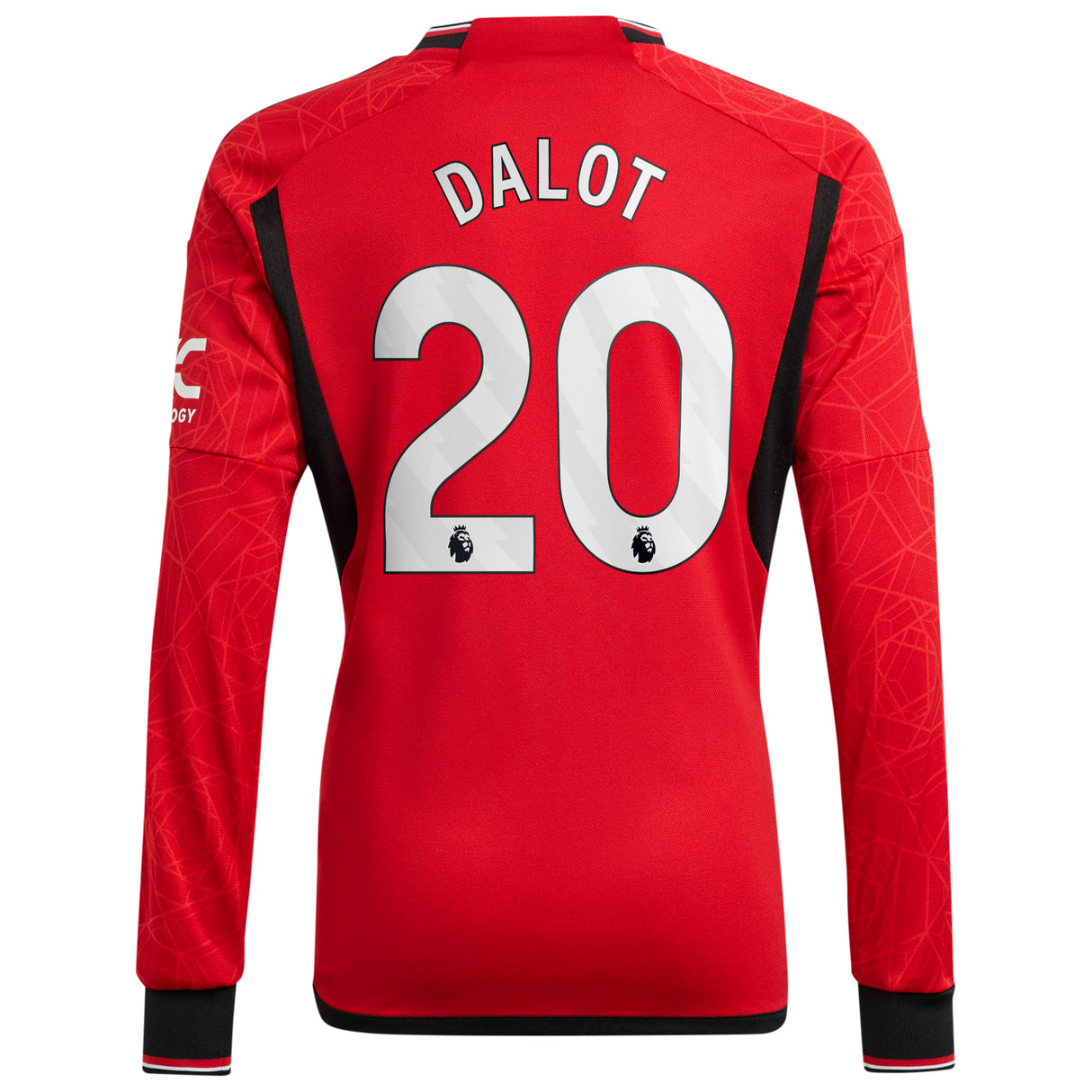 Manchester United EPL adidas Home Shirt 2023-24 - Kids - Long Sleeve with Dalot 20 printing - Kit Captain