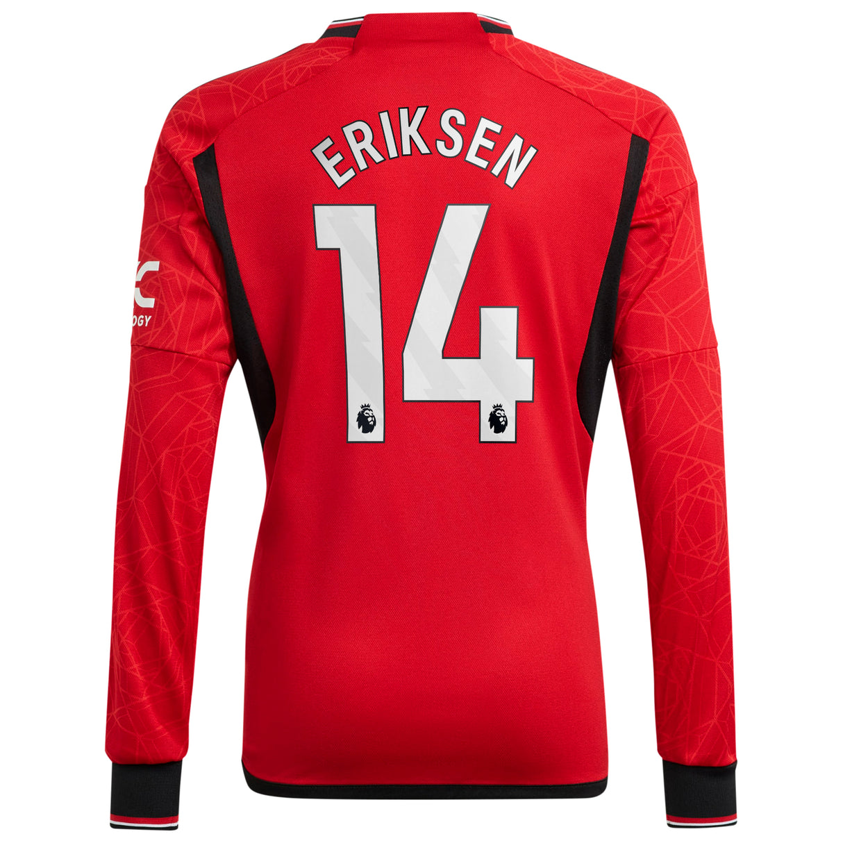 Manchester United EPL adidas Home Shirt 2023-24 - Kids - Long Sleeve with Eriksen 14 printing - Kit Captain