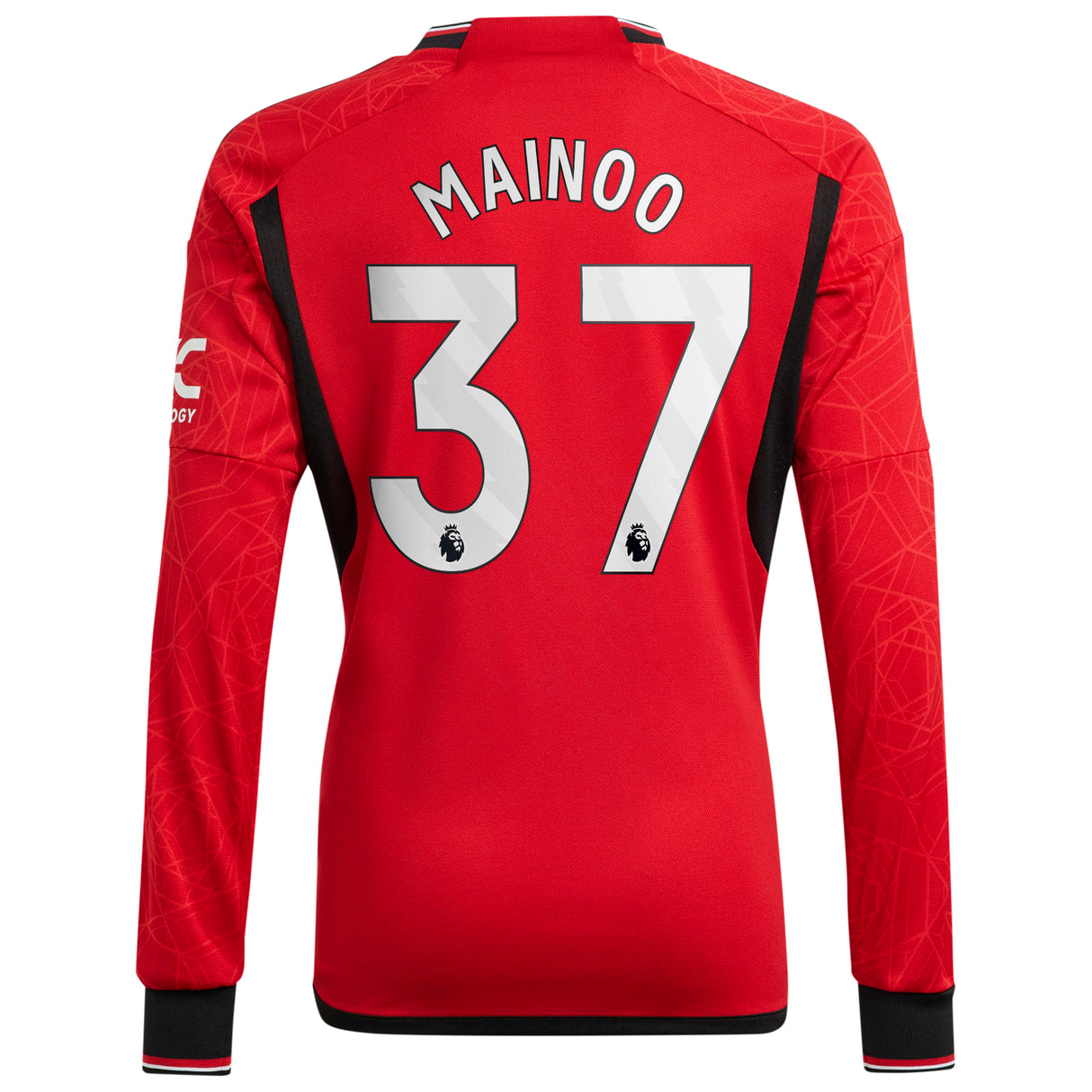 Manchester United EPL adidas Home Shirt 2023-24 - Kids - Long Sleeve with Mainoo 37 printing - Kit Captain