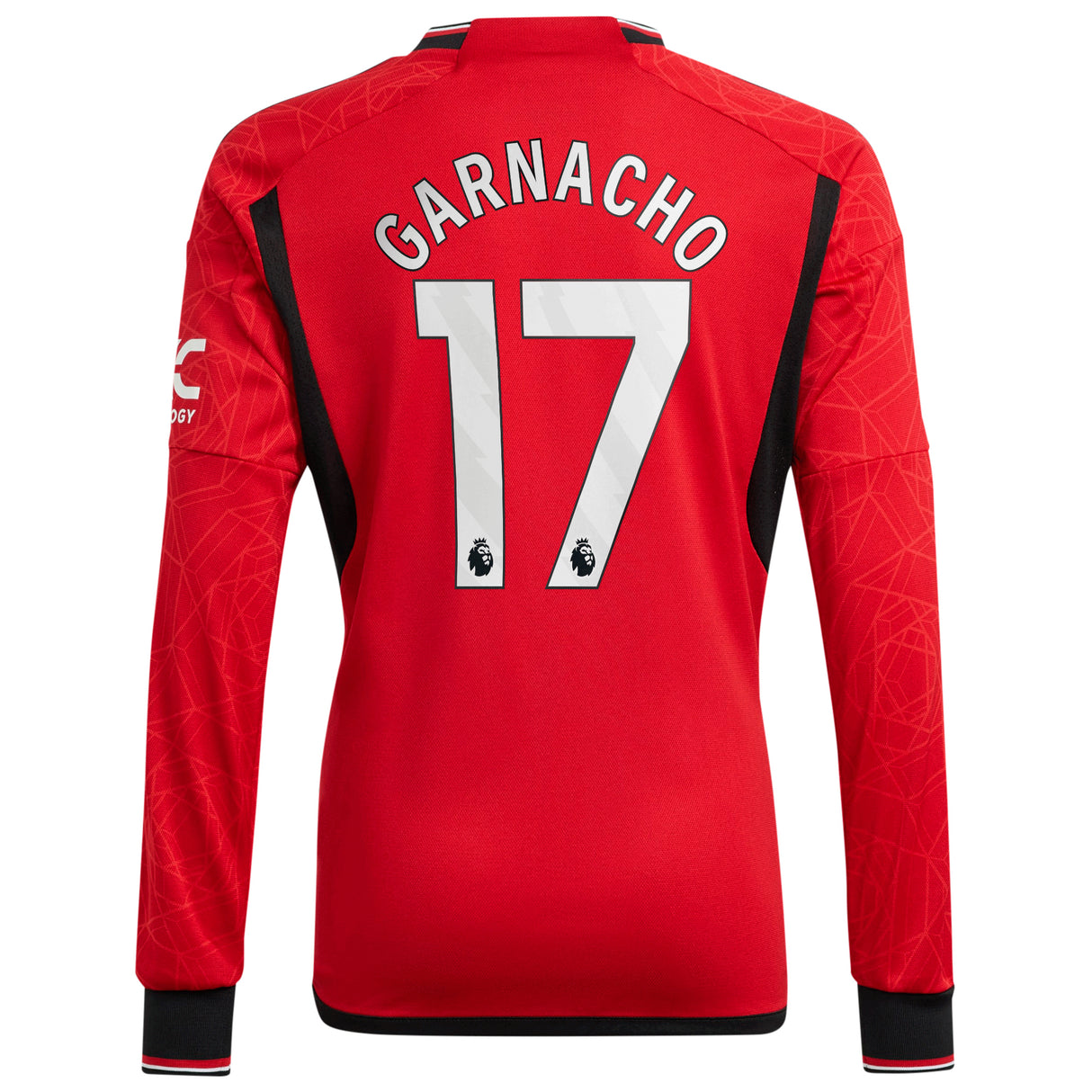 Manchester United EPL Home Shirt 2023-24 - Kids - Long Sleeve with Garnacho 17 printing - Kit Captain