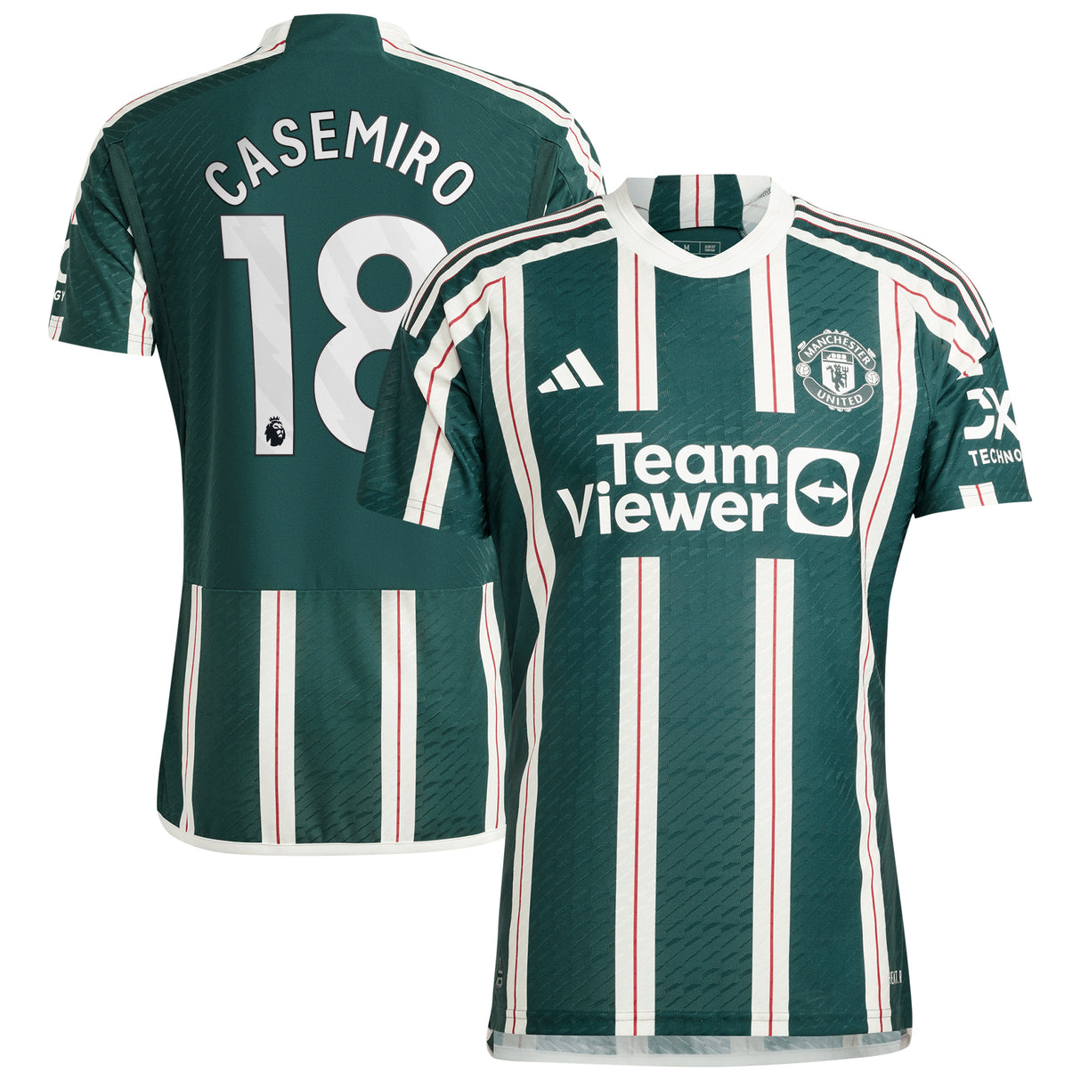 Manchester United EPL adidas Away Authentic Shirt 2023-24 with Casemiro 18 printing - Kit Captain