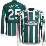 Manchester United EPL adidas Away Shirt 2023-24 - Kids - Long Sleeve with Sancho 25 printing - Kit Captain