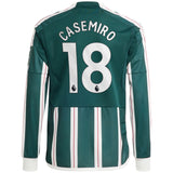 Manchester United EPL adidas Away Shirt 2023-24 - Kids - Long Sleeve with Casemiro 18 printing - Kit Captain