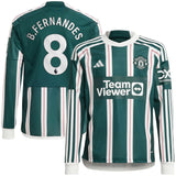 Manchester United EPL adidas Away Shirt 2023-24 - Kids - Long Sleeve with B.Fernandes 8 printing - Kit Captain