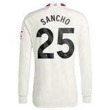 Manchester United EPL adidas Third Authentic Shirt 2023-24 - Long Sleeve with Sancho 25 printing - Kit Captain