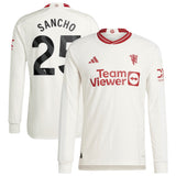 Manchester United EPL adidas Third Authentic Shirt 2023-24 - Long Sleeve with Sancho 25 printing - Kit Captain