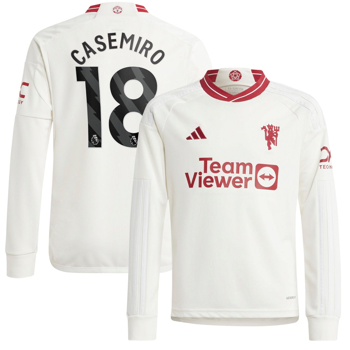 Manchester United EPL adidas Third Shirt 2023-24 - Kids - Long Sleeve with Casemiro 18 printing - Kit Captain