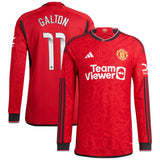 Manchester United WSL adidas Home Authentic Shirt 2023-24 - Long Sleeve with Galton 11 printing - Kit Captain