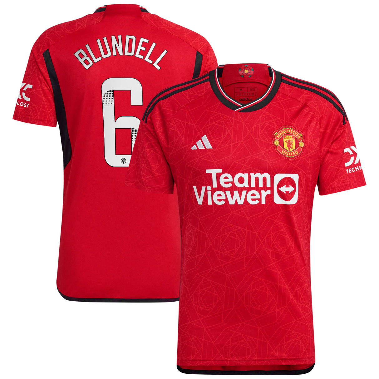 Manchester United WSL adidas Home Shirt 2023-24 with Blundell 6 printing - Kit Captain