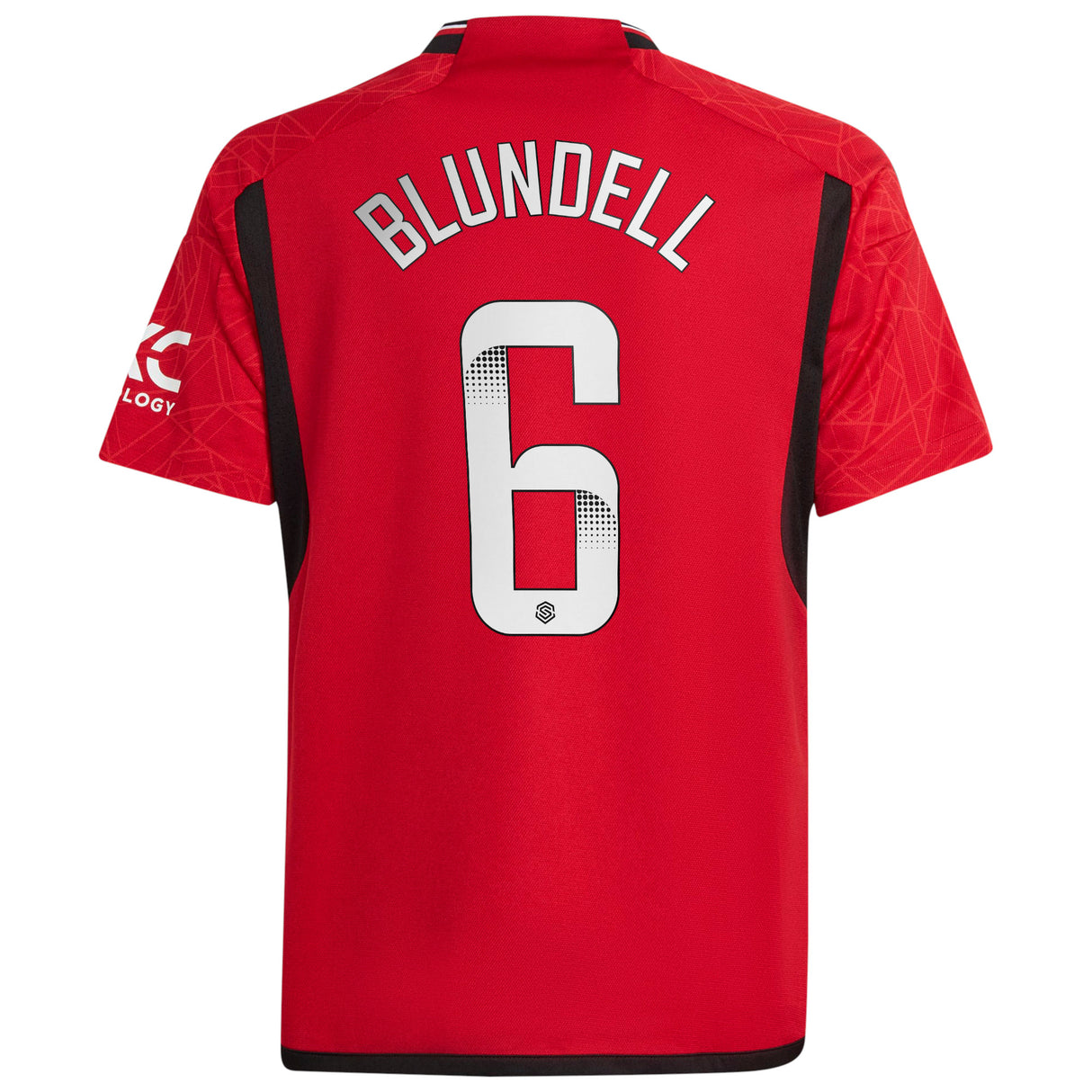 Manchester United WSL adidas Home Shirt 2023-24 - Kids with Blundell 6 printing - Kit Captain