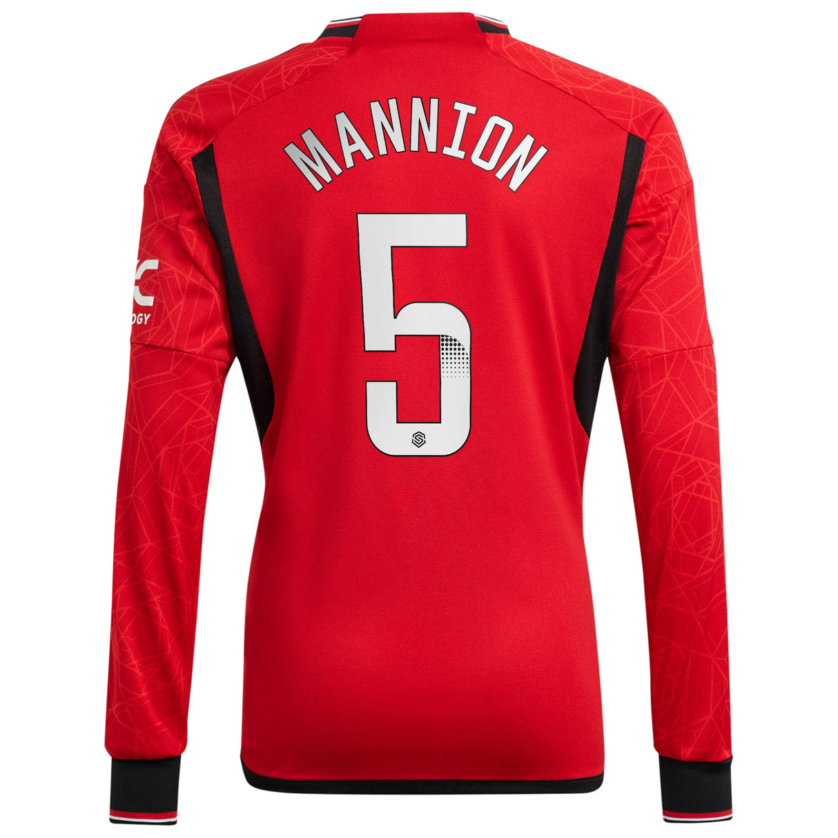 Manchester United WSL adidas Home Shirt 2023-24 - Kids - Long Sleeve with Mannion 5 printing - Kit Captain