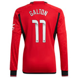 Manchester United WSL adidas Home Shirt 2023-24 - Kids - Long Sleeve with Galton 11 printing - Kit Captain