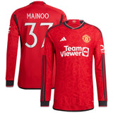 Manchester United Cup Home Authentic Shirt 2023-24 - Long sleeve with Mainoo 37 printing - Kit Captain