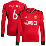 Manchester United Cup Home Shirt 2023-24 - Long Sleeve with Martinez 6 printing - Kit Captain