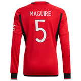 Manchester United Cup Home Shirt 2023-24 - Long Sleeve with Maguire 5 printing - Kit Captain