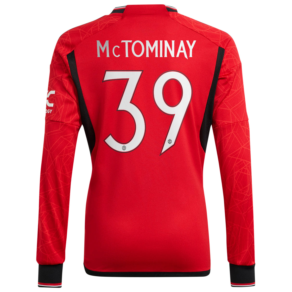 Manchester United Cup Home Shirt 2023-24 - Kids - Long Sleeve with McTominay 39 printing - Kit Captain