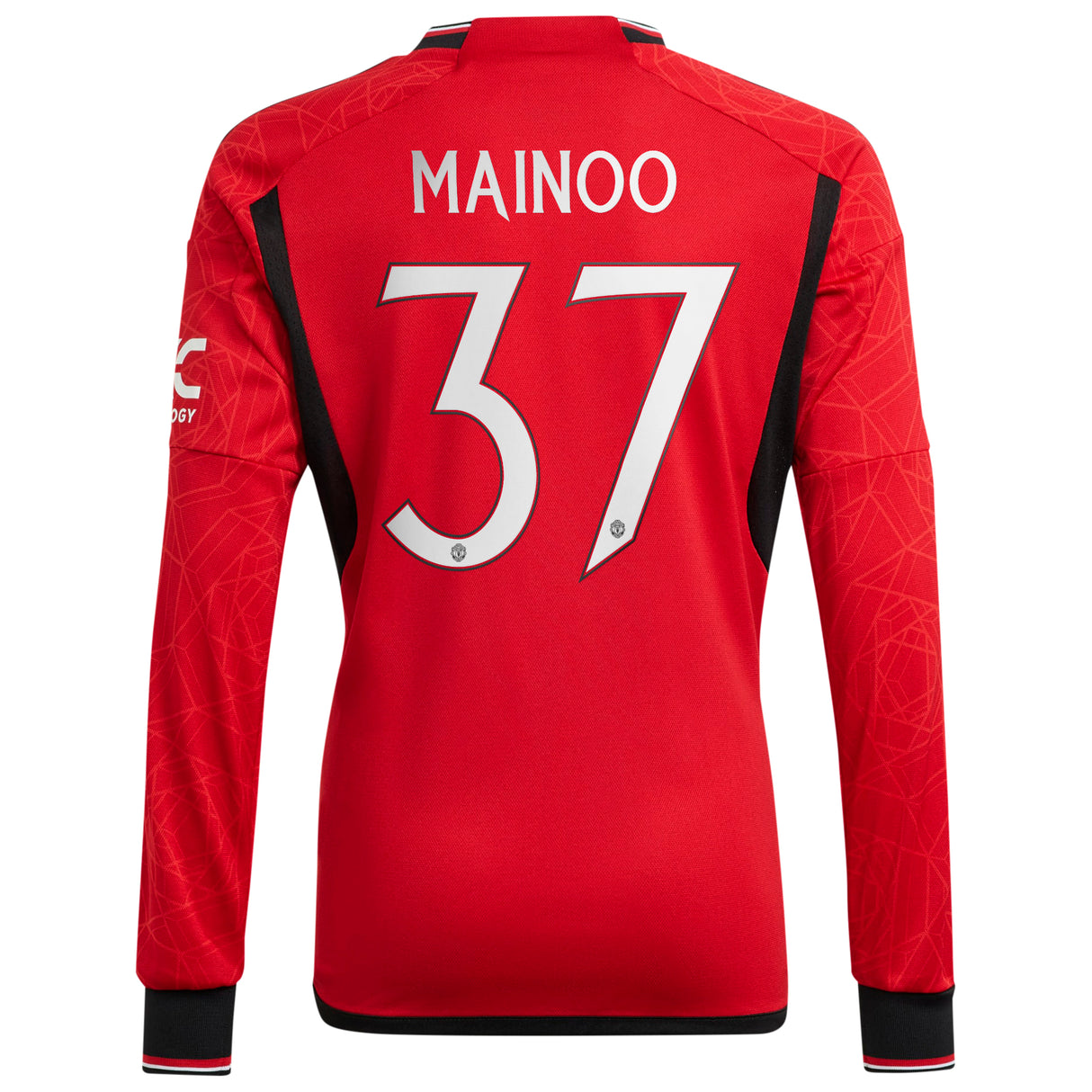 Manchester United Cup Home Shirt 2023-24 - Kids - Long Sleeve with Mainoo 37 printing - Kit Captain