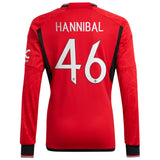 Manchester United Cup Home Shirt 2023-24 - Kids - Long Sleeve with Hannibal 46 printing - Kit Captain