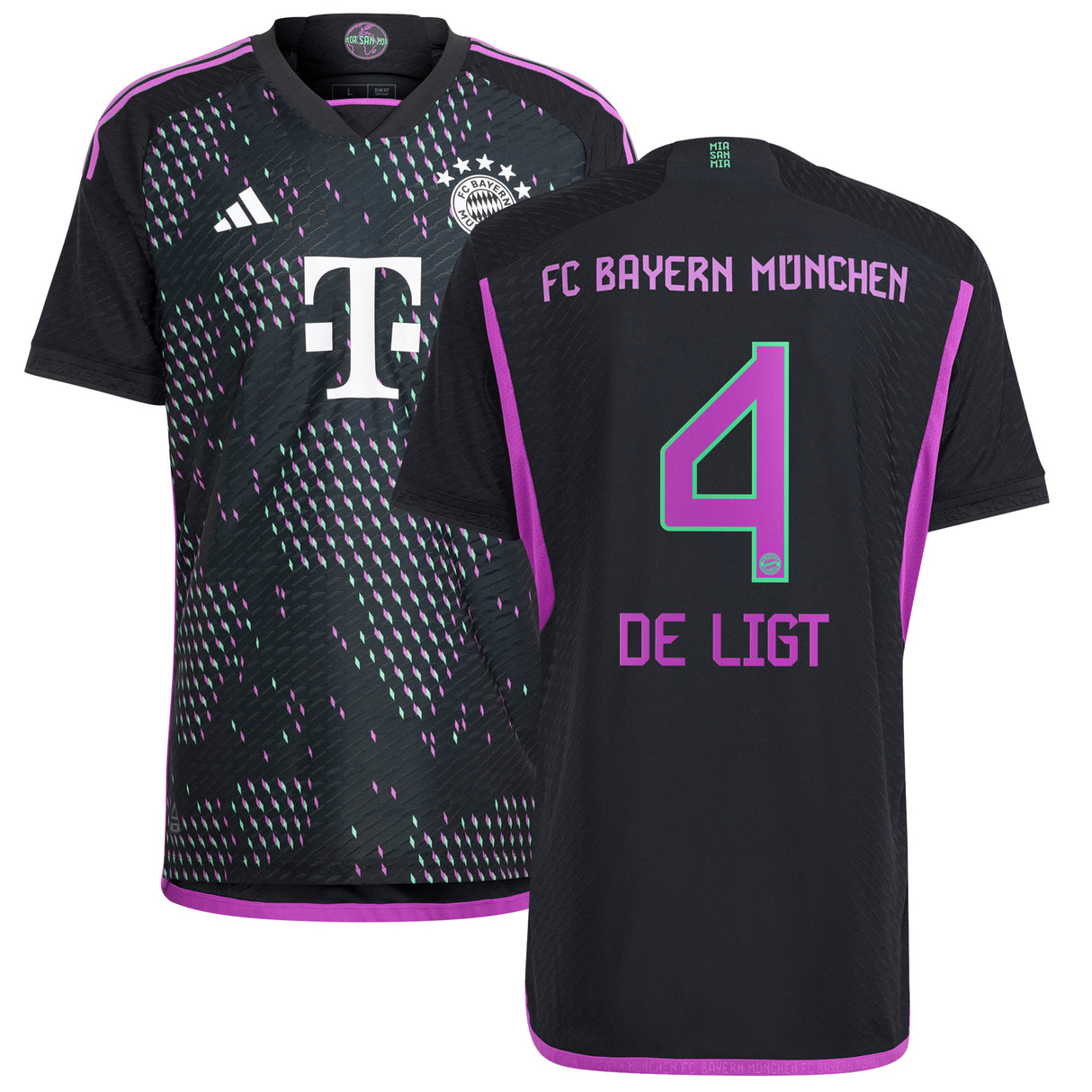 FC Bayern adidas Away Authentic Shirt 2023-24 with De Ligt 4 printing - Kit Captain